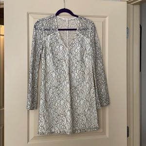 White and black lace dress